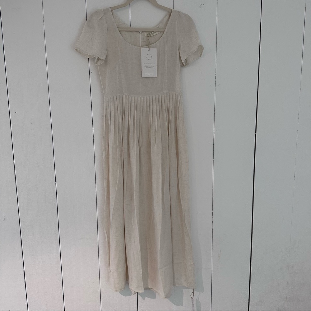 Christy Dawn The Scarlet Dress in Eggshell, Cream Linen New Petite Small